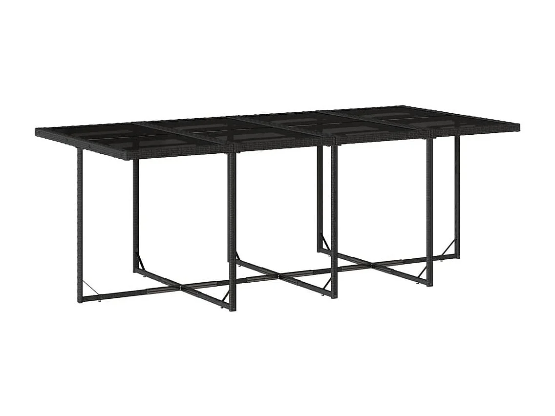 Zele  Set de comedor de jardín 9 pzas y cojines ratán sintético negro