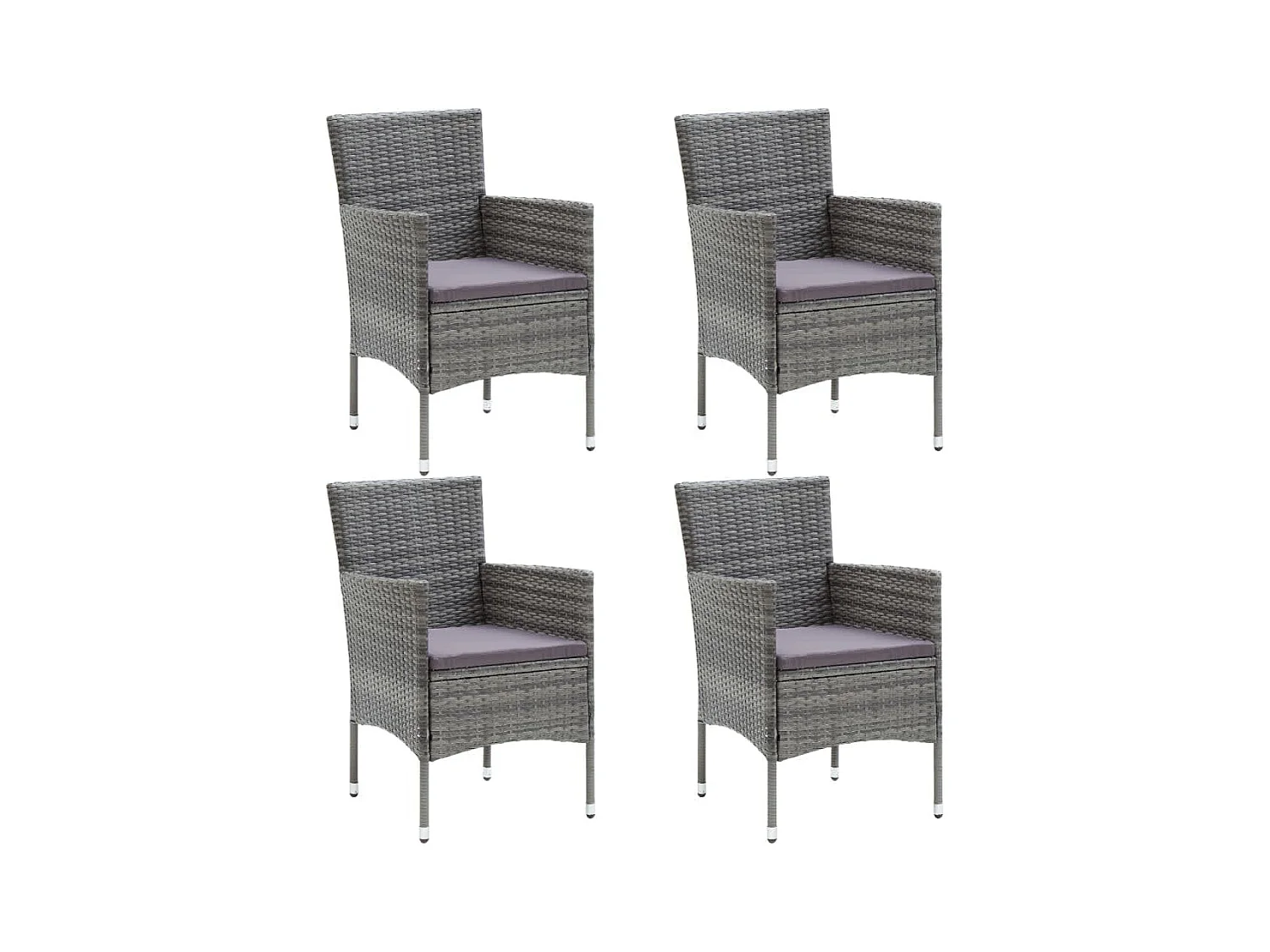 Wausau  Ensemble à manger de jardin coussins 5pcs Résine tressée Gris