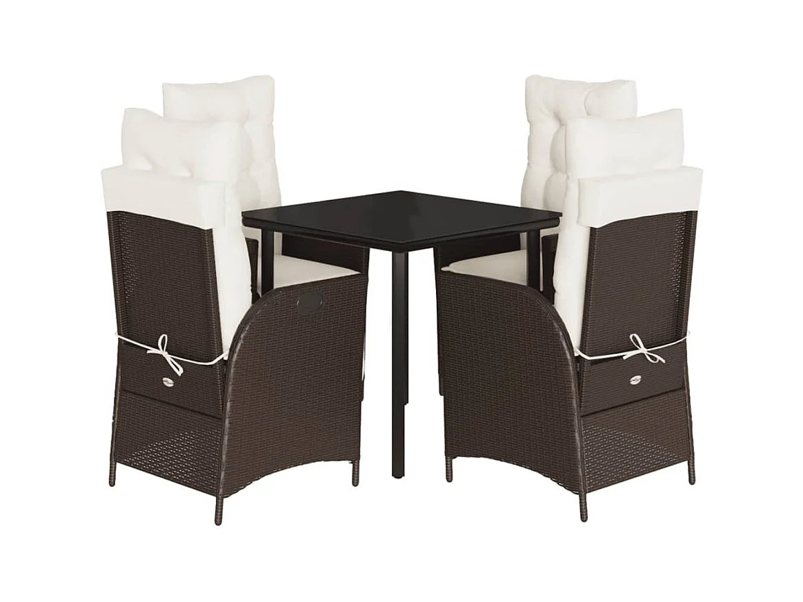 Garden Furniture -  5-delige Tuinset met kussens poly rattan bruin