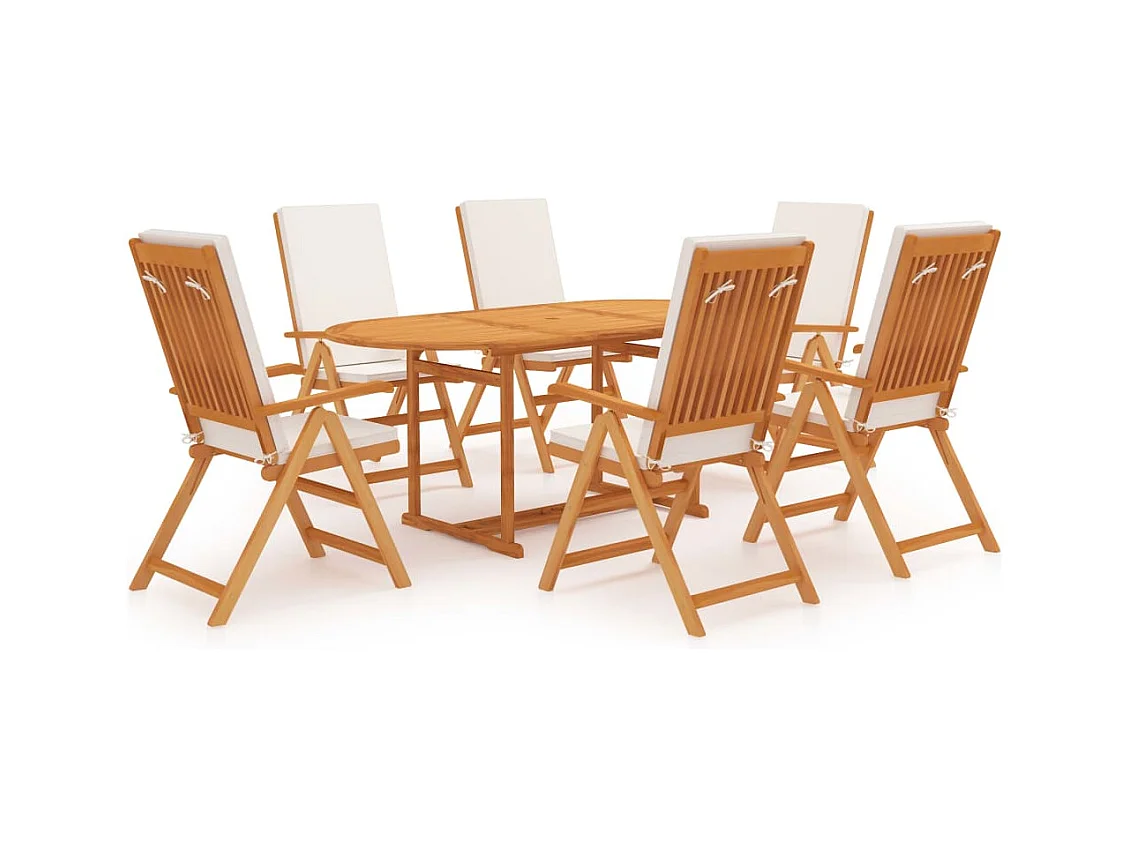 Mariaheide  Ensemble à manger de jardin 7 pcs coussins Bois de teck massif