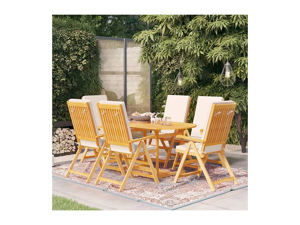 Mariaheide  Ensemble à manger de jardin 7 pcs coussins Bois de teck massif