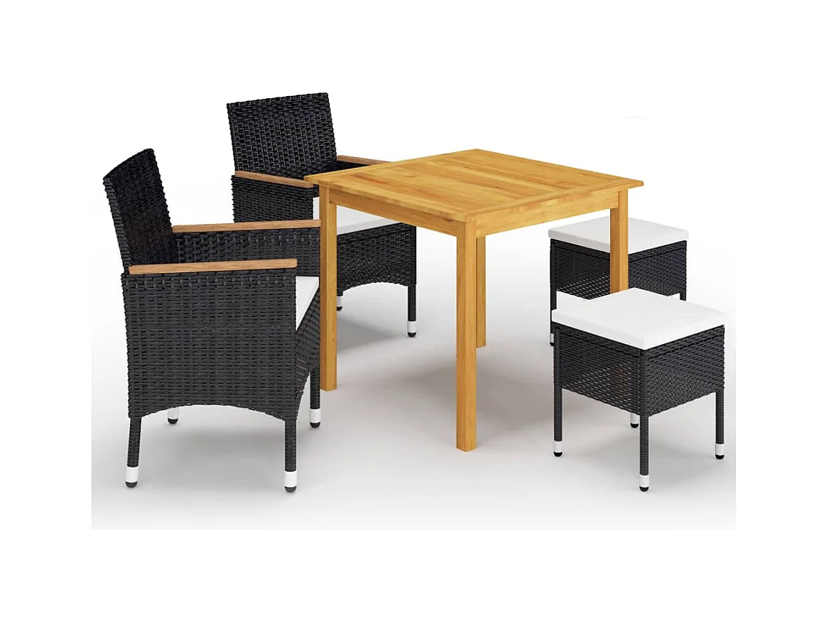 Benine  Ensemble à manger de jardin 5 pcs Noir