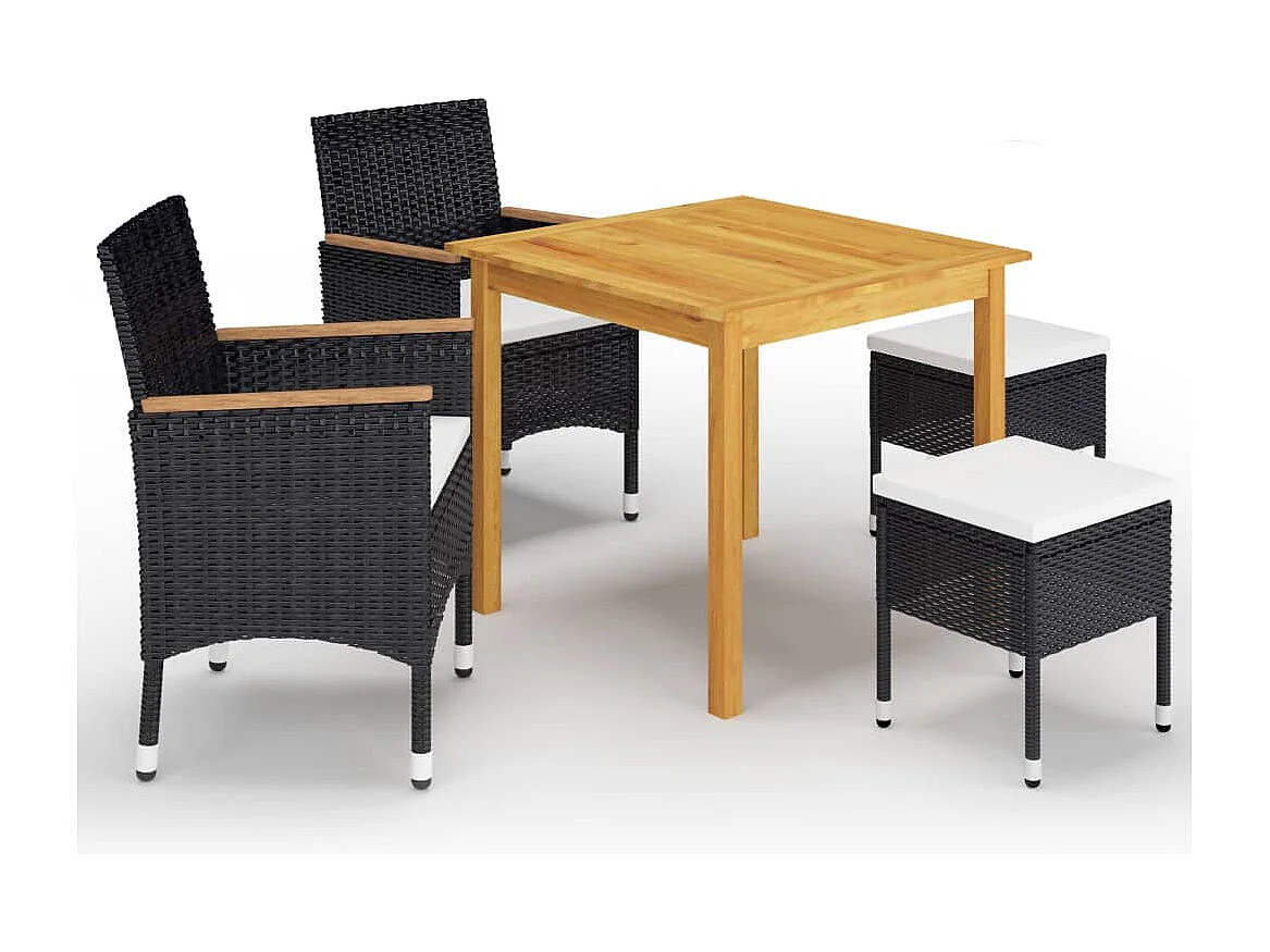 Benine  Ensemble à manger de jardin 5 pcs Noir