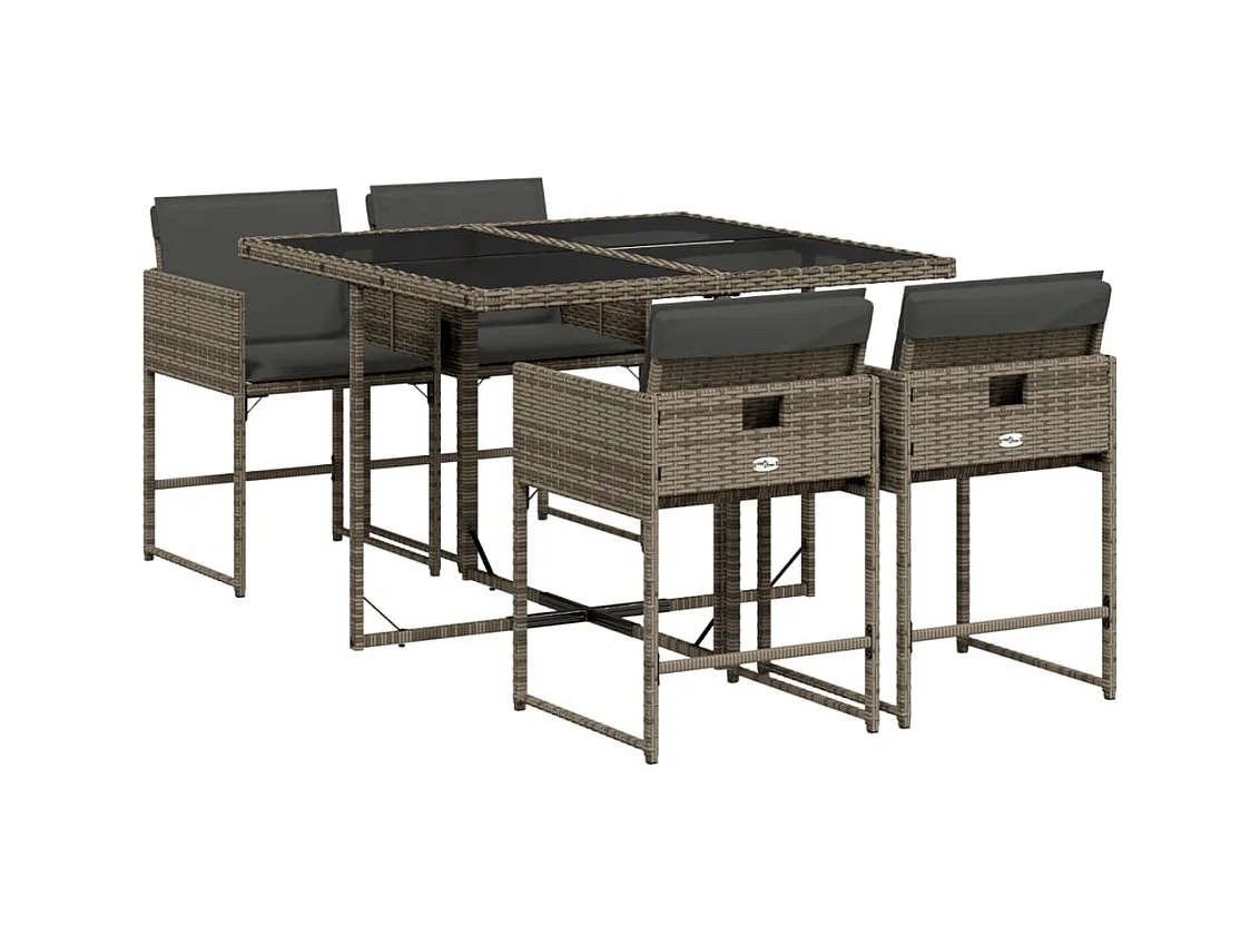 Sener  Ensemble à manger de jardin 5 pcs coussins gris résine tressée