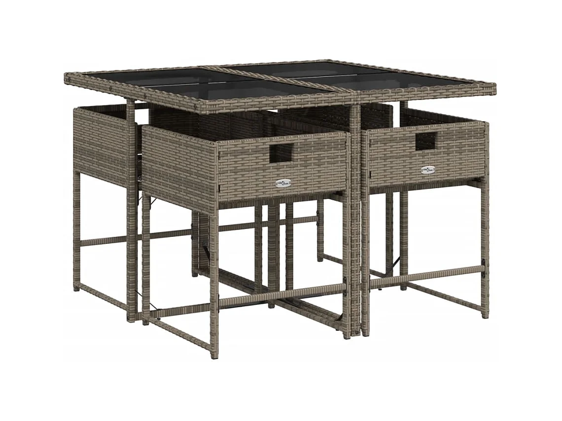 Sener  Ensemble à manger de jardin 5 pcs coussins gris résine tressée