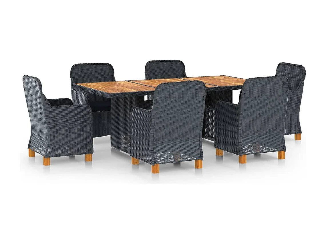 Horsham  7-delige Tuinset met kussens poly rattan donkergrijs