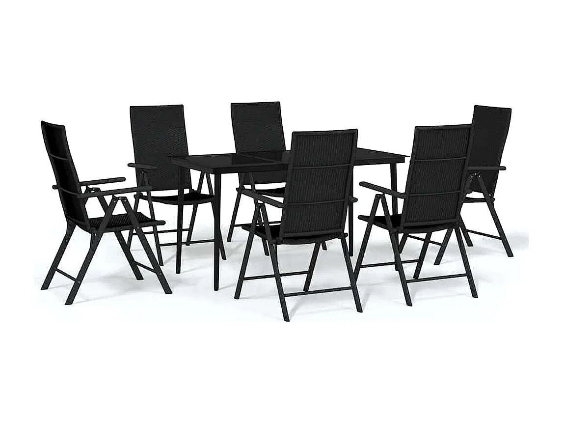 Jarlik  Ensemble à manger de jardin 7 pcs Noir