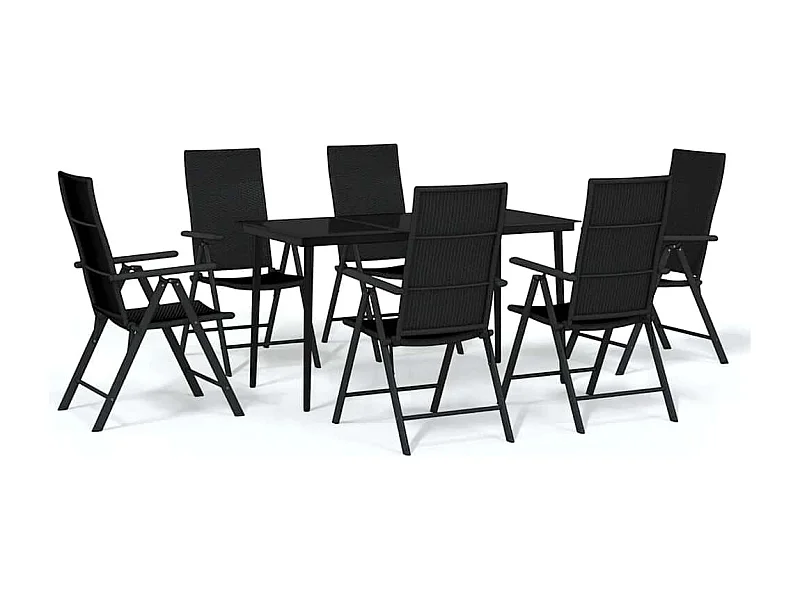 Jarlik  Ensemble à manger de jardin 7 pcs Noir