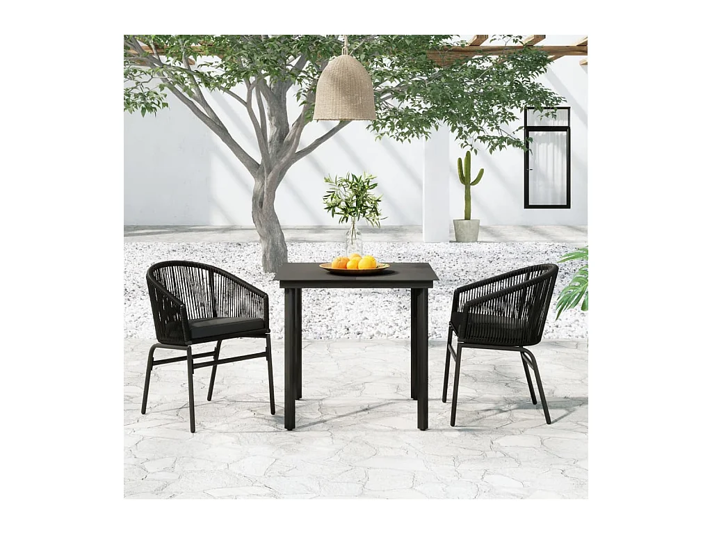 Florentin  Ensemble à manger de jardin 3 pcs Noir