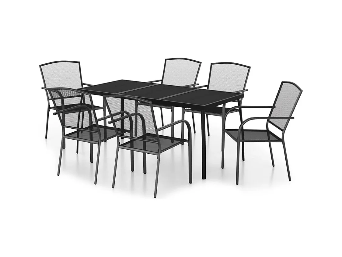 Booneville  Ensemble à manger de jardin 7 pcs anthracite acier
