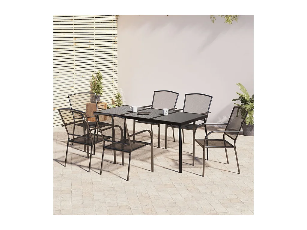 Booneville  Ensemble à manger de jardin 7 pcs anthracite acier