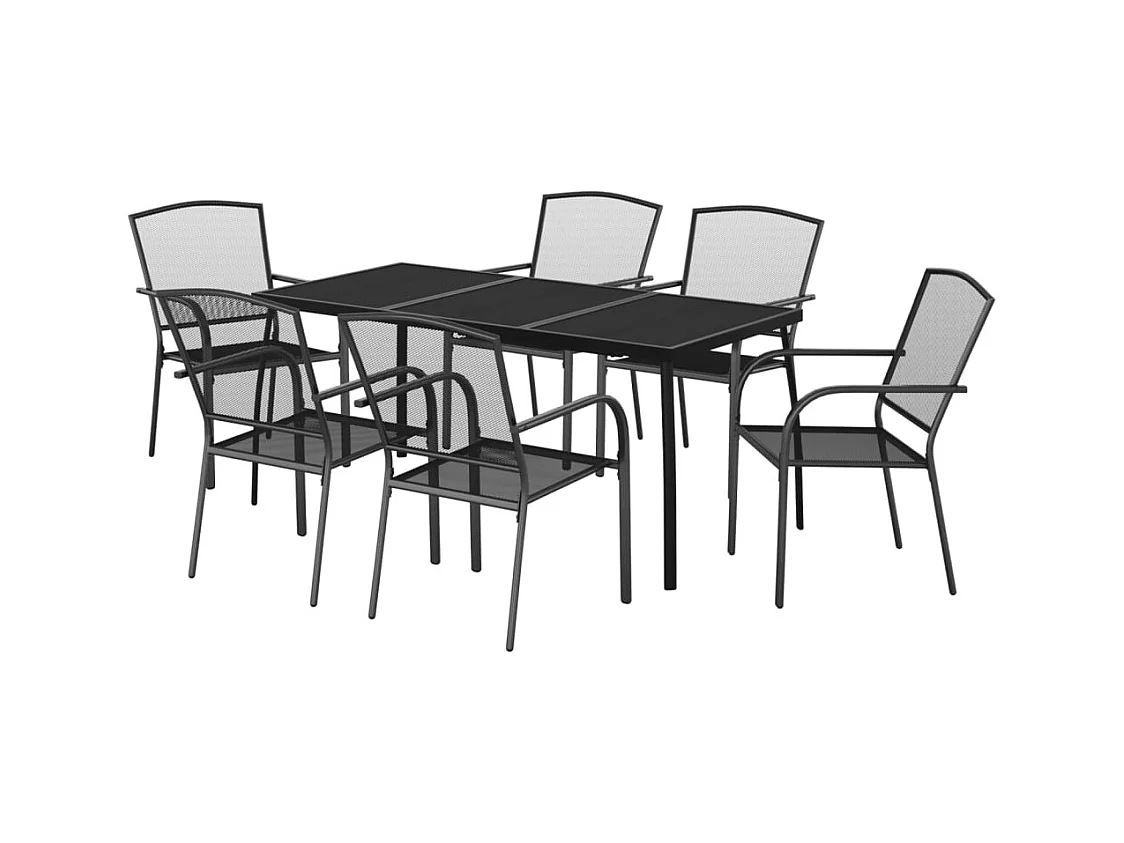 Booneville  Ensemble à manger de jardin 7 pcs anthracite acier