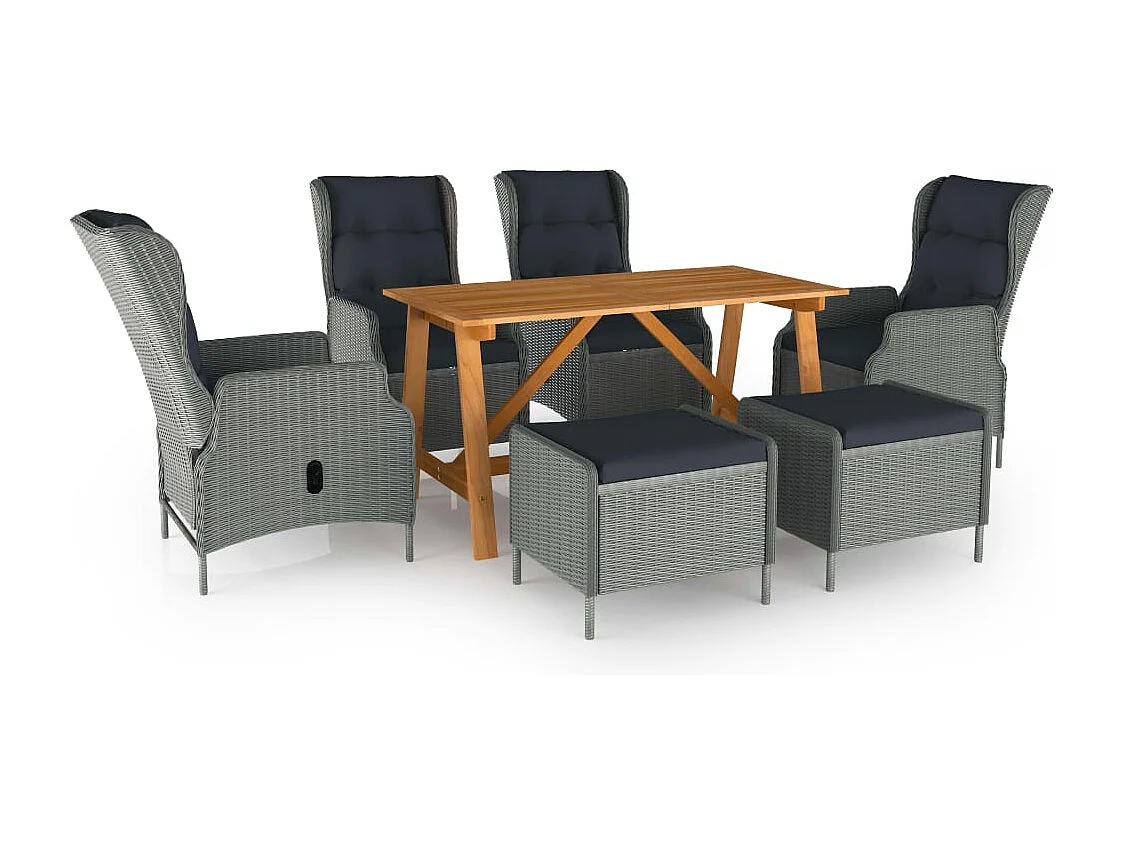 Yves-Émile  Ensemble à manger de jardin 7 pcs Gris clair