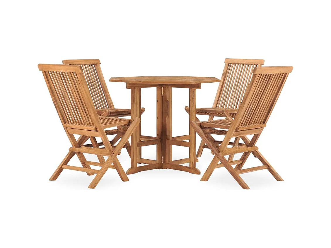 Glabbeek  Ensemble à manger d'extérieur pliable 5 pcs Bois solide de teck