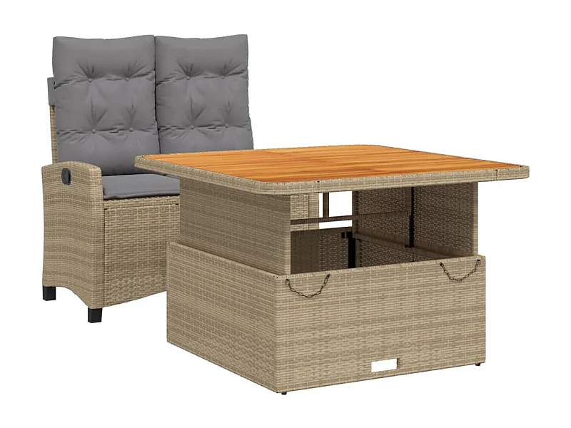 Necati  2-delige Tuinset met kussens poly rattan beige