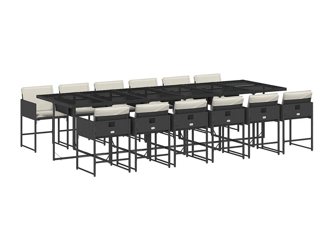 Sener  13-delige Tuinset met kussens poly rattan zwart