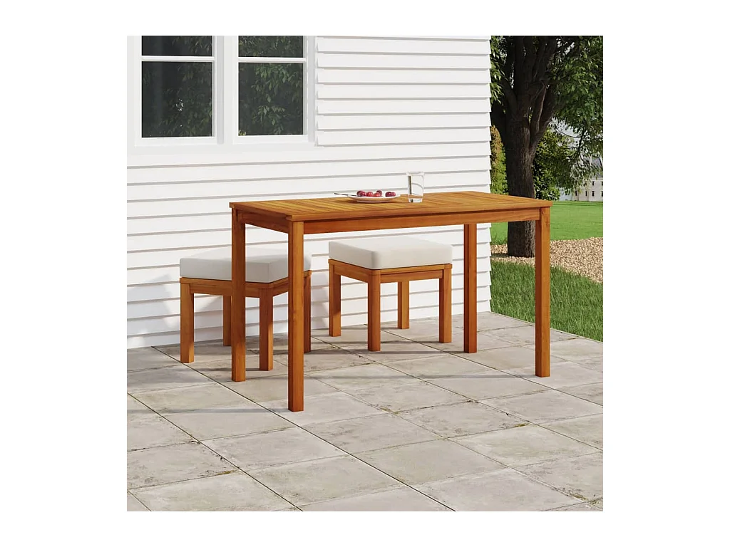 Kaustinen  Ensemble à manger de jardin 3 pcs et coussins Acacia solide