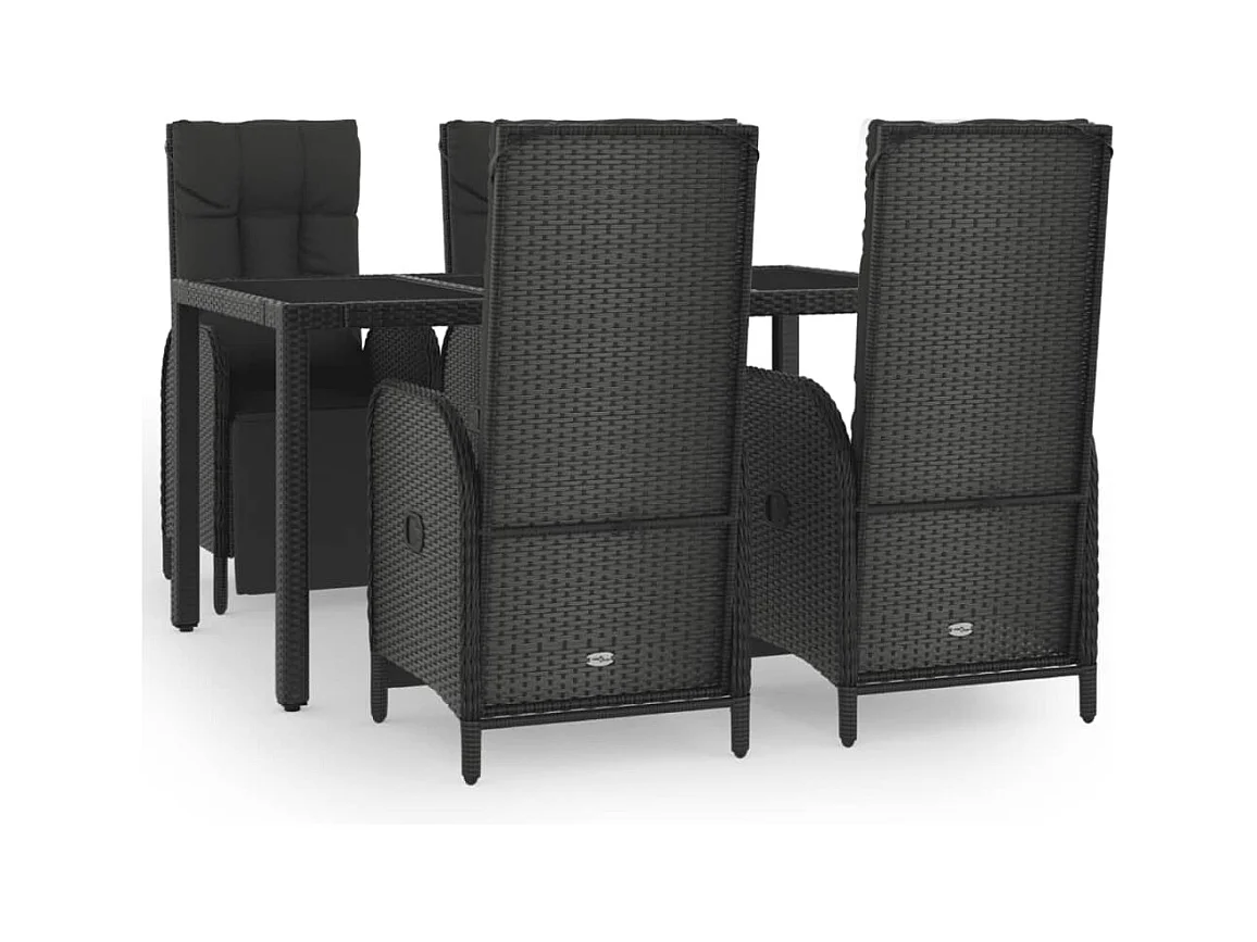 Cisternino  Ensemble à manger de jardin coussins 5pcs Noir Résine tressée