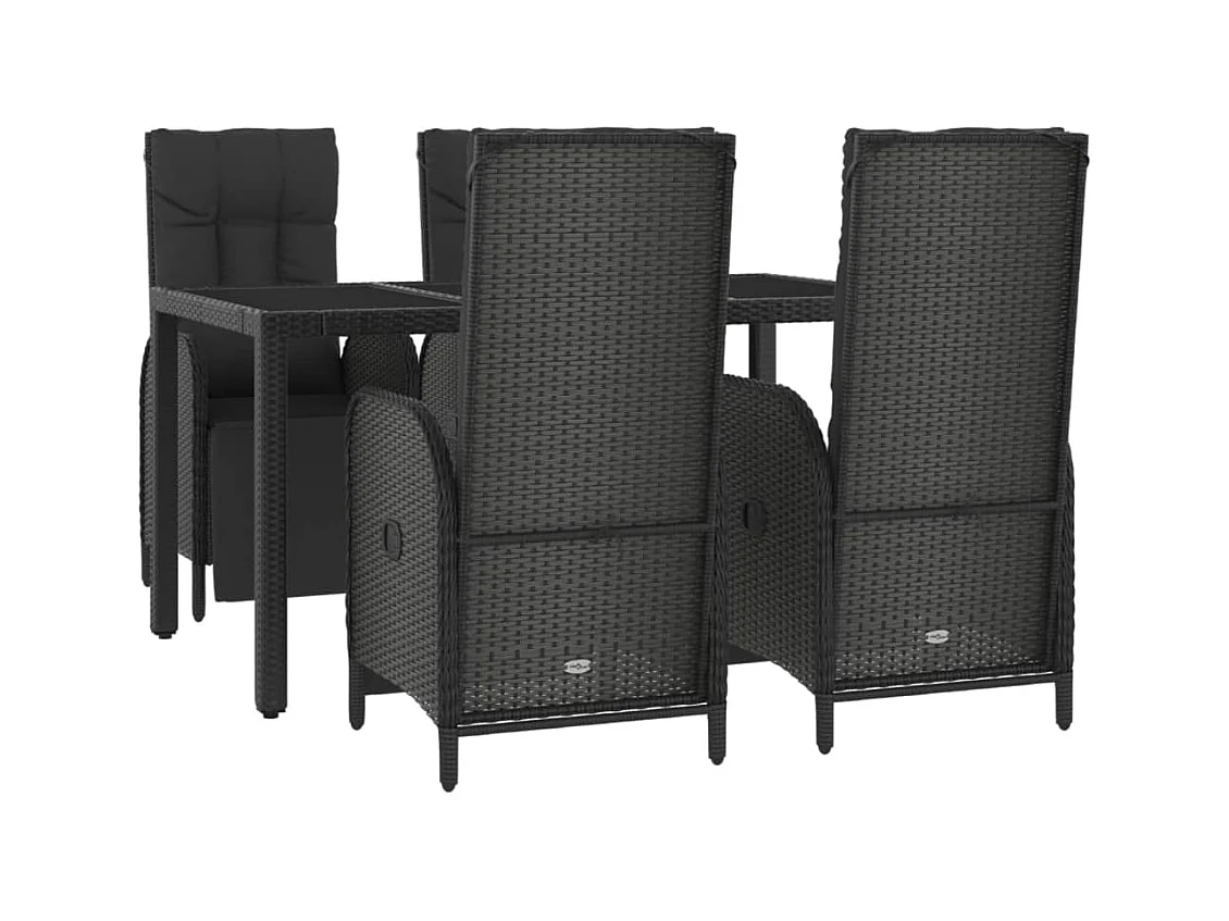 Cisternino  Ensemble à manger de jardin coussins 5pcs Noir Résine tressée