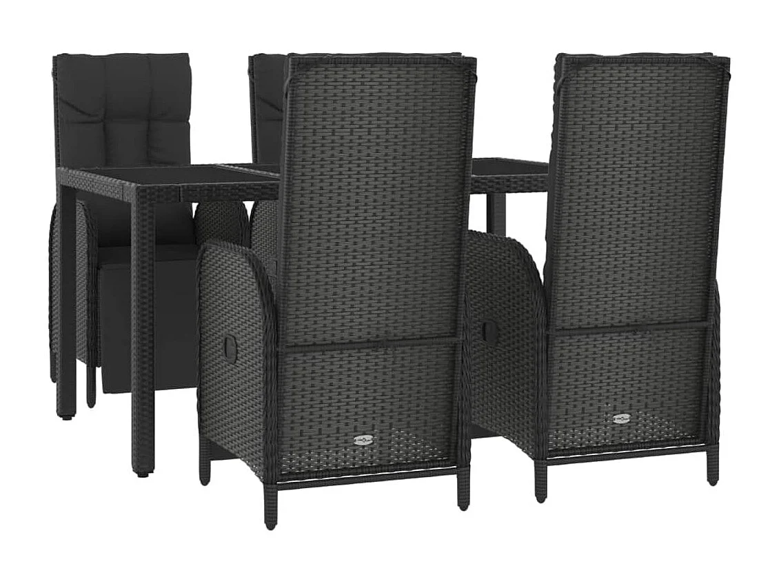 Cisternino  Ensemble à manger de jardin coussins 5pcs Noir Résine tressée