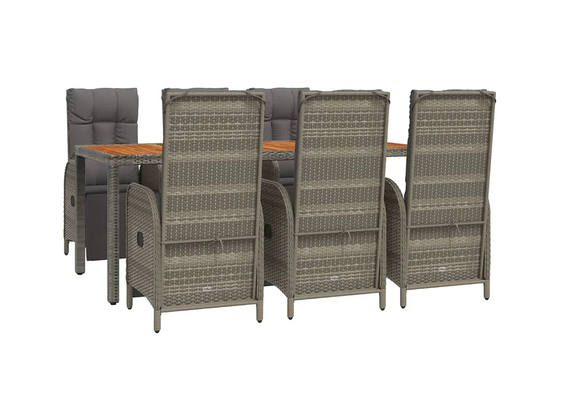 Addison  Ensemble à manger jardin et coussins 7 pcs gris rotin