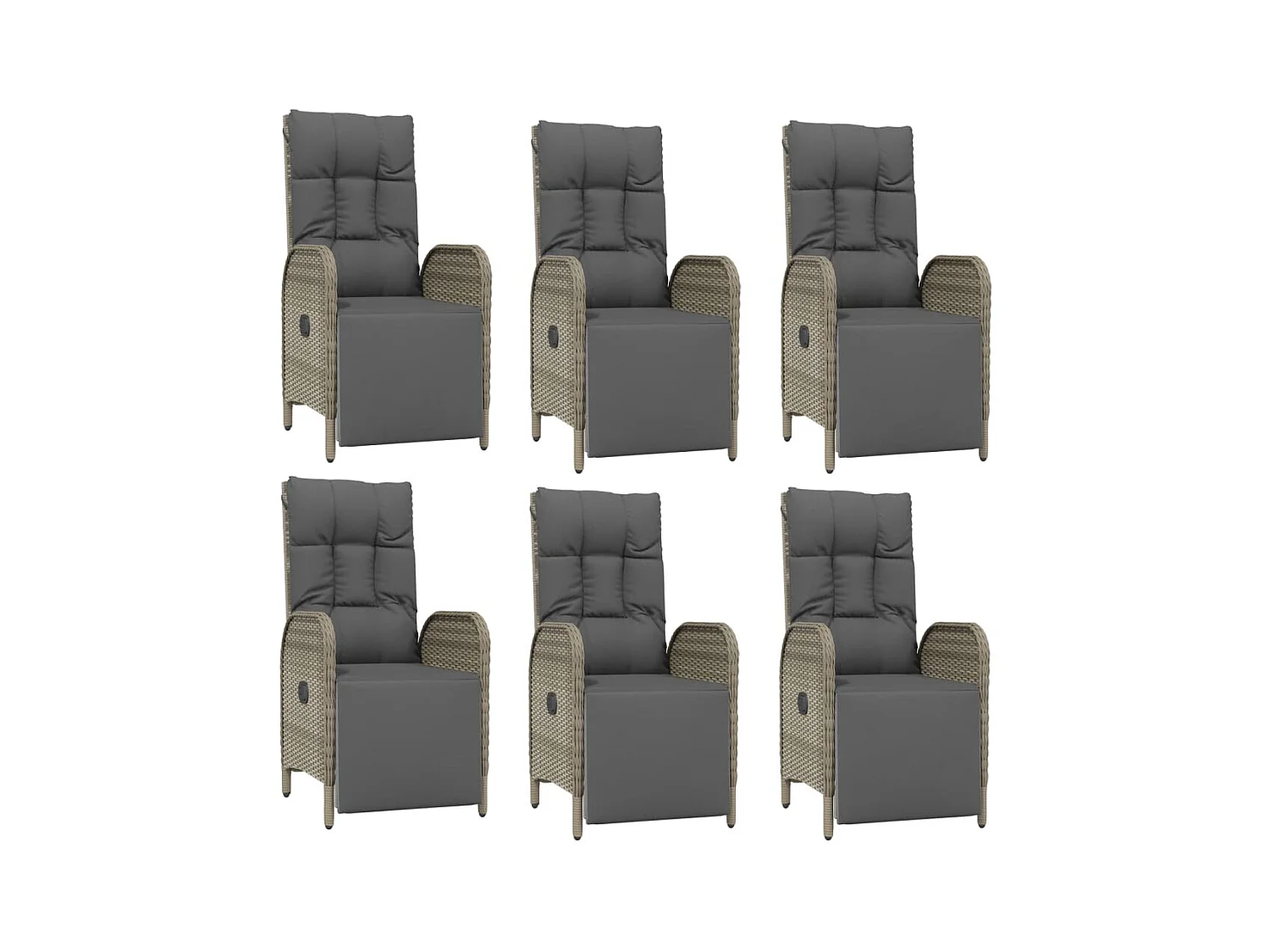 Addison  Ensemble à manger jardin et coussins 7 pcs gris rotin