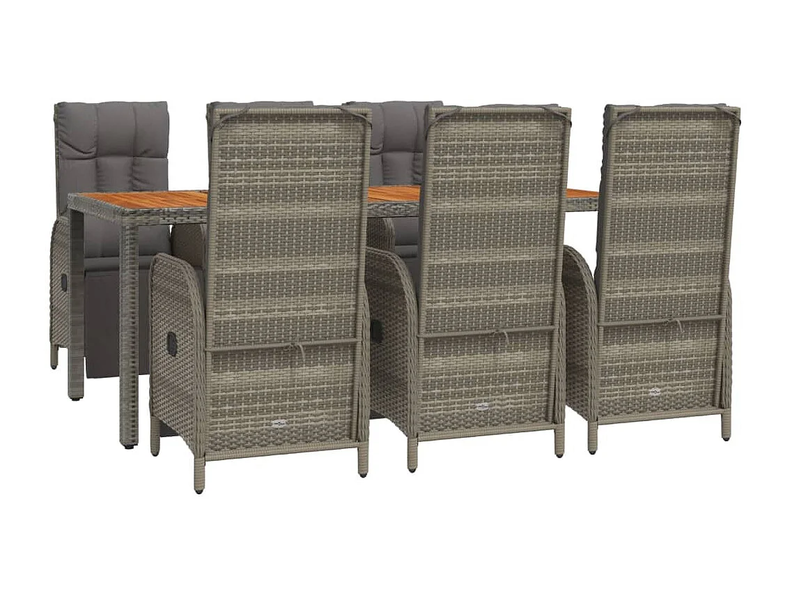 Addison  Ensemble à manger jardin et coussins 7 pcs gris rotin