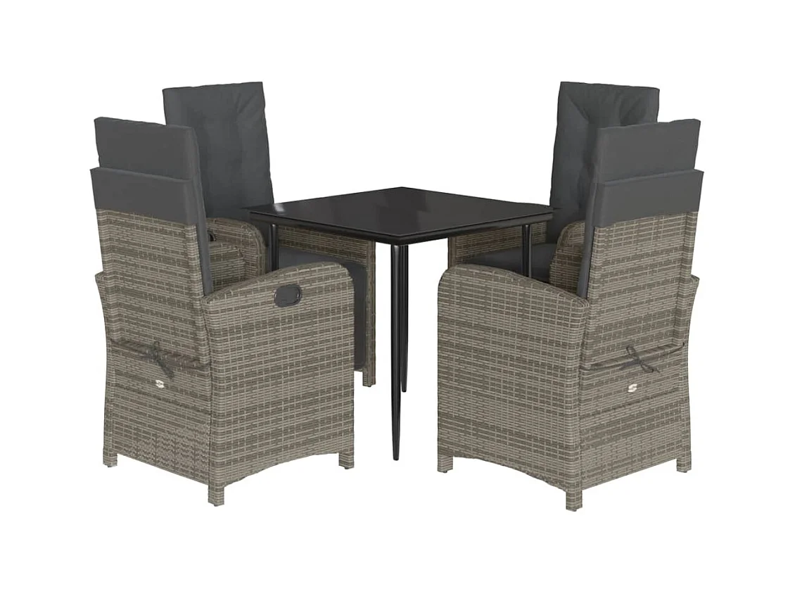 Caltanissetta  Ensemble à manger de jardin 5 pcs coussins gris résine tressée