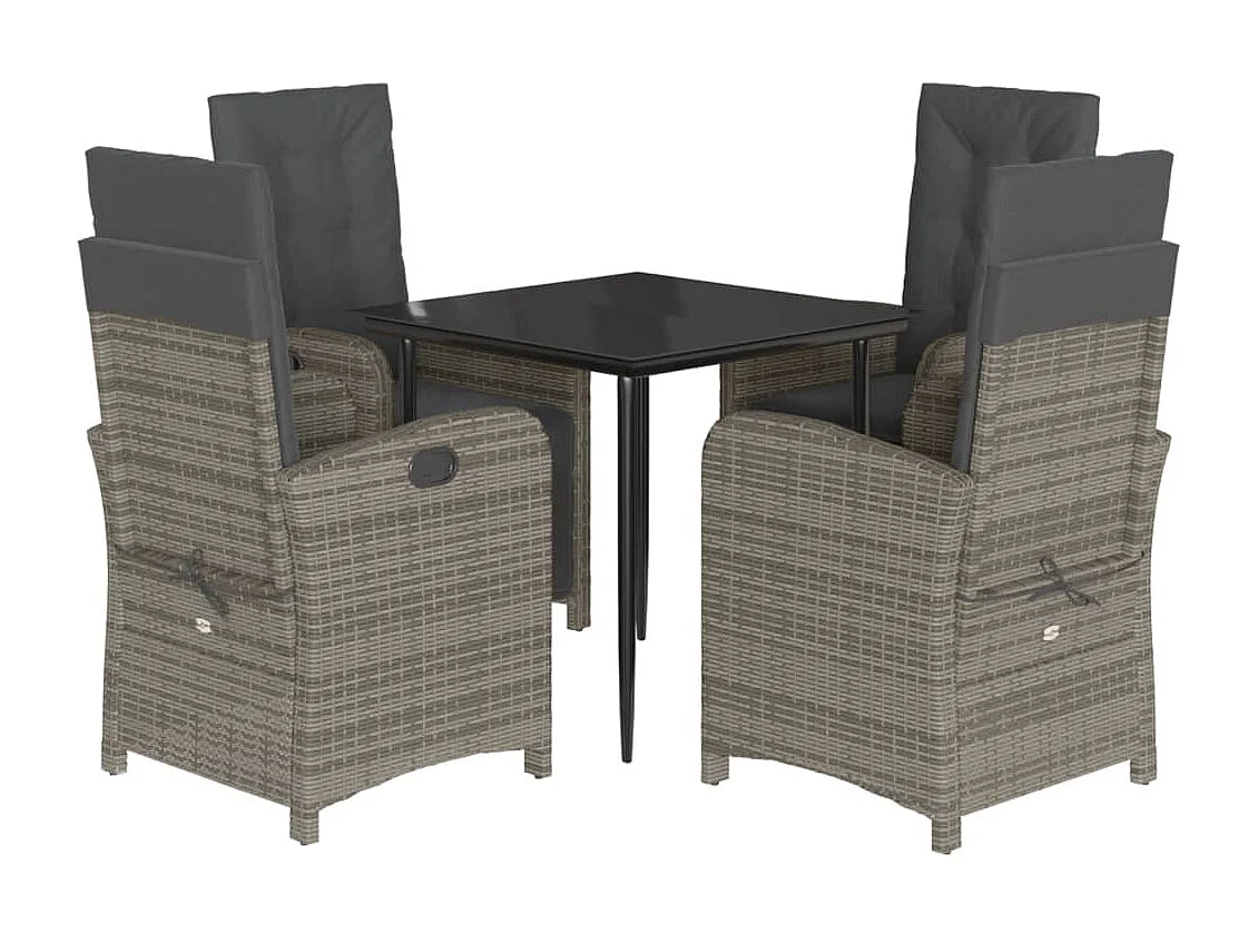 Caltanissetta  5-delige Tuinset met kussens poly rattan grijs