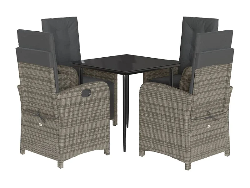 Caltanissetta  5-delige Tuinset met kussens poly rattan grijs