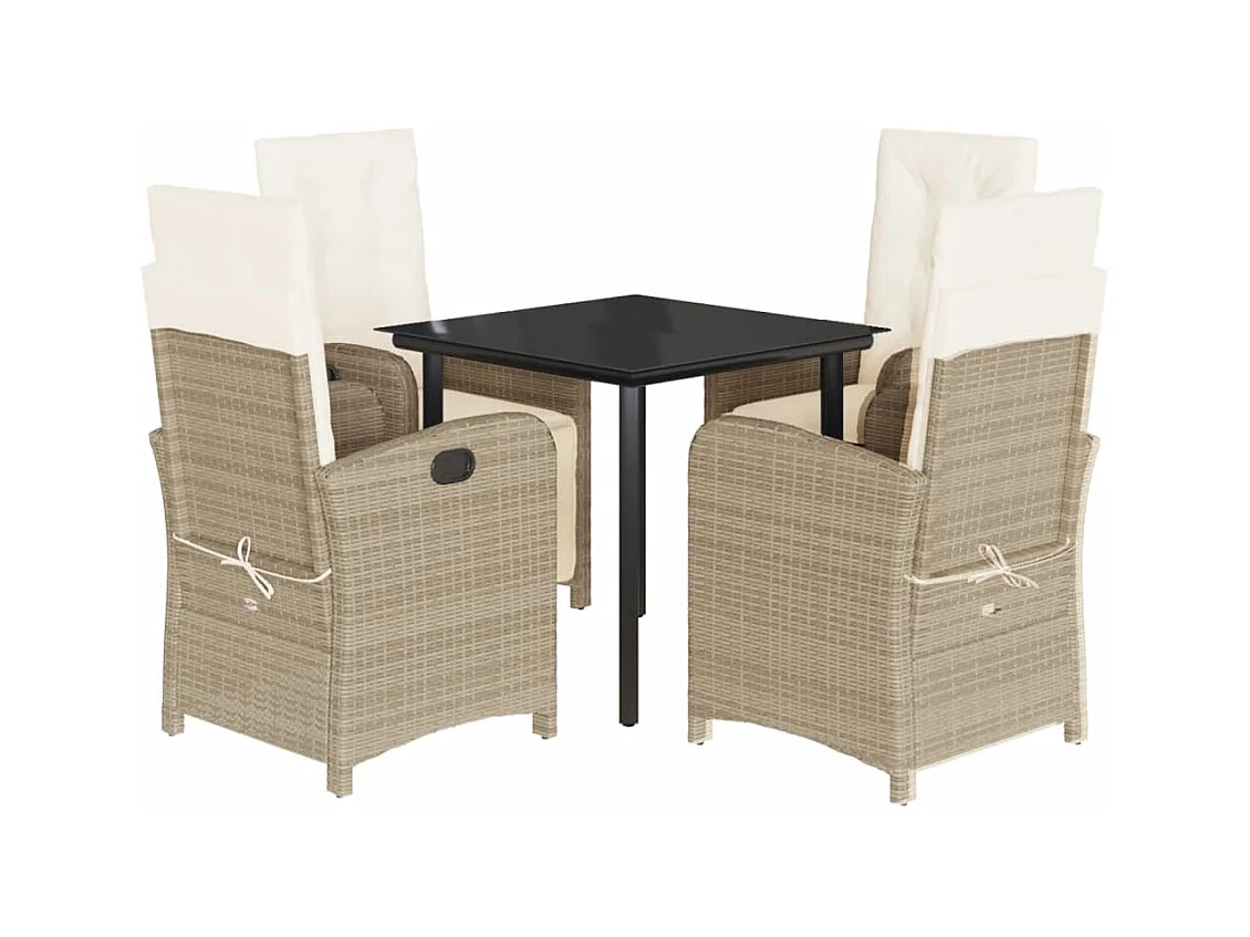 Castlefinn  5-delige Tuinset met kussens poly rattan beige