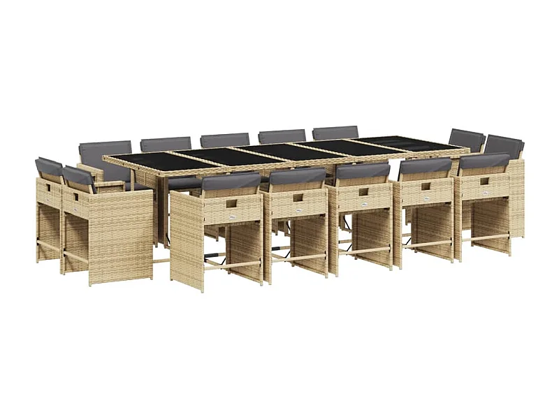 An Daingean  15-delige Tuinset met kussens poly rattan gemengd beige