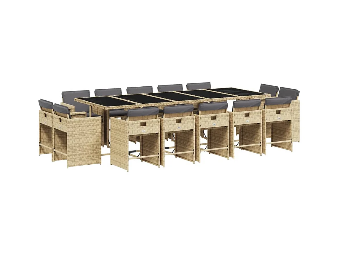 An Daingean  15-delige Tuinset met kussens poly rattan gemengd beige