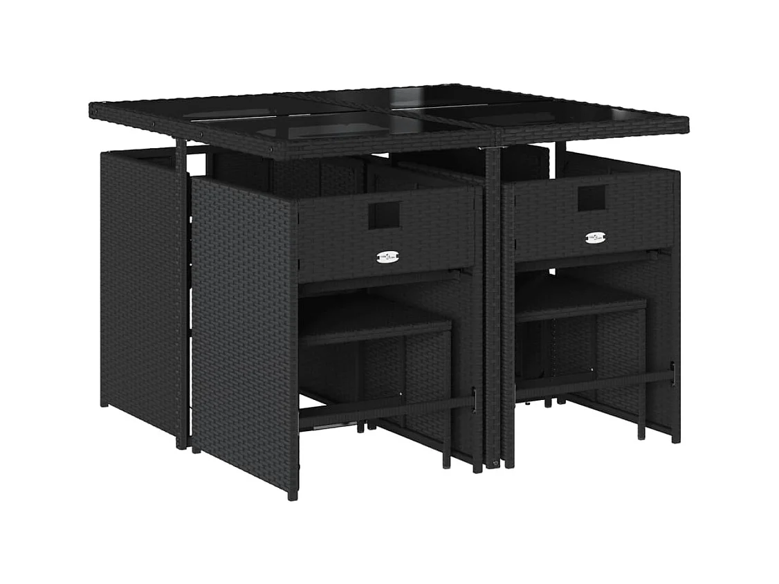 Enfield  Set de comedor de jardín 9 pzas y cojines ratán sintético negro