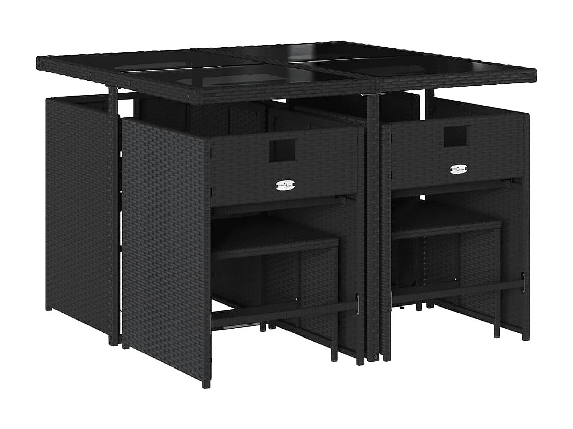 Enfield  Set de comedor de jardín 9 pzas y cojines ratán sintético negro