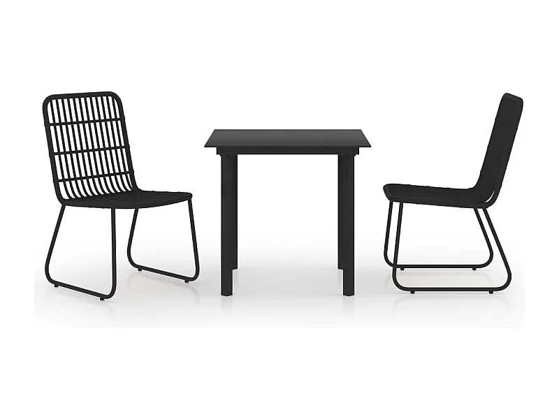 Yorktown  Ensemble à manger d'extérieur 3 pcs résine tressée et verre