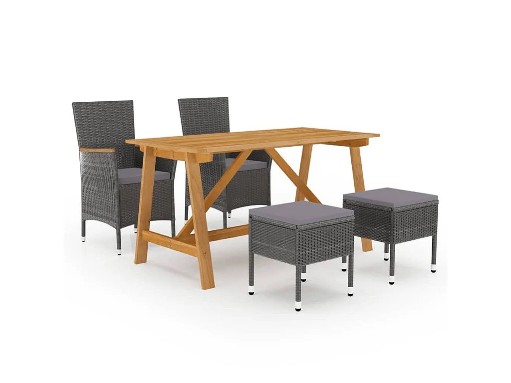 Saluzzo  Juego de comedor de jardín de 5 piezas gris
