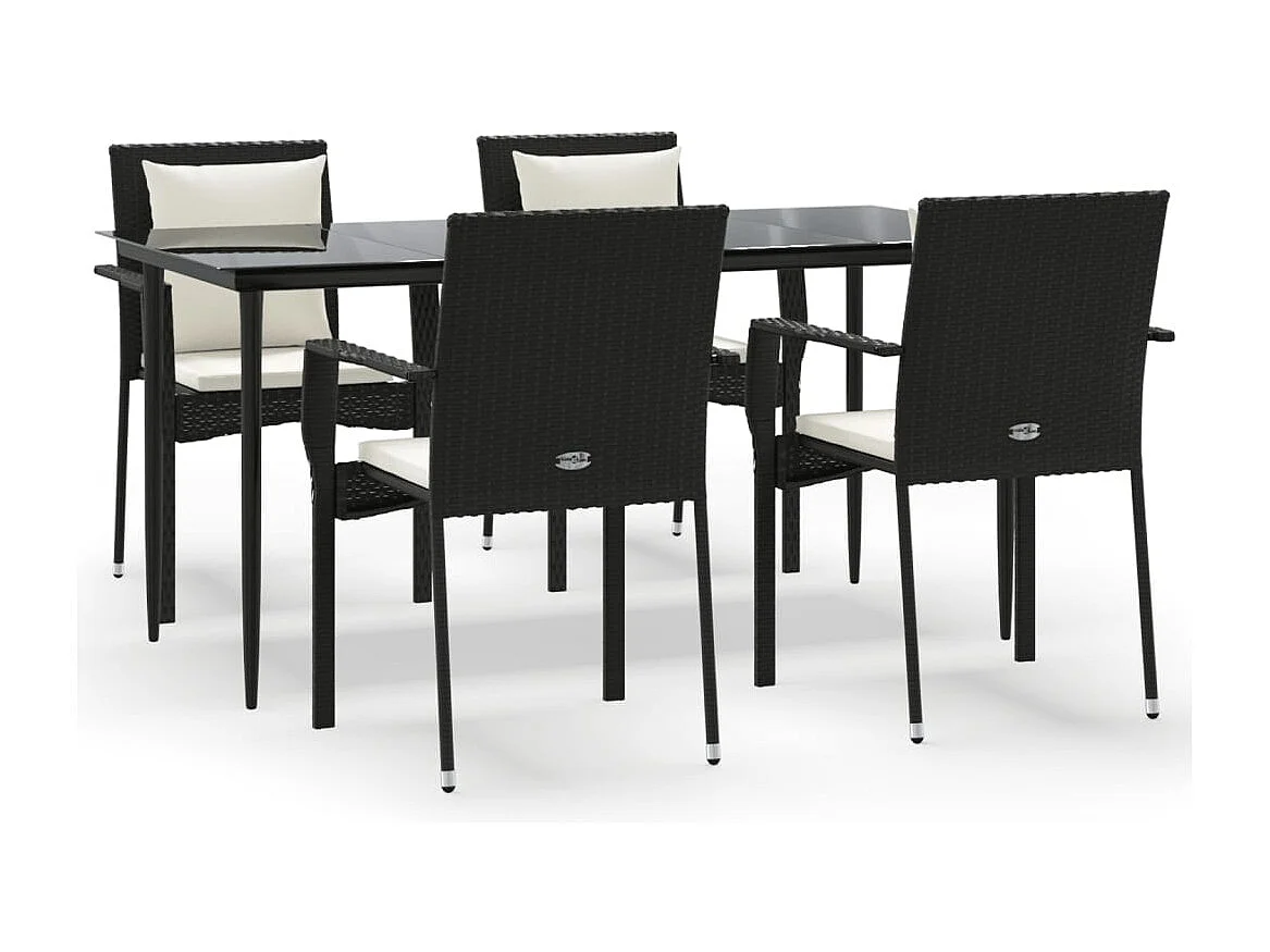 Chelan  Set de muebles jardín 5 pzas con cojines ratán sintético negro