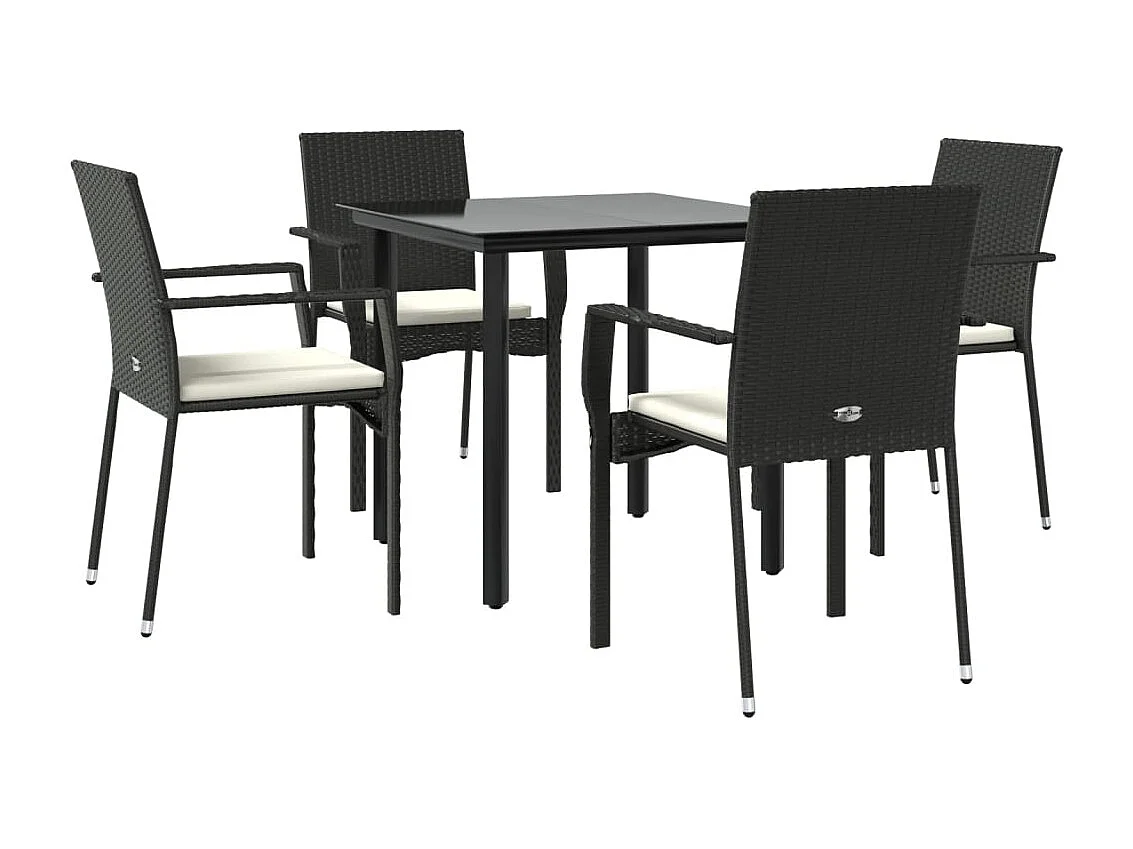 Chelan  Set de muebles jardín 5 pzas con cojines ratán sintético negro