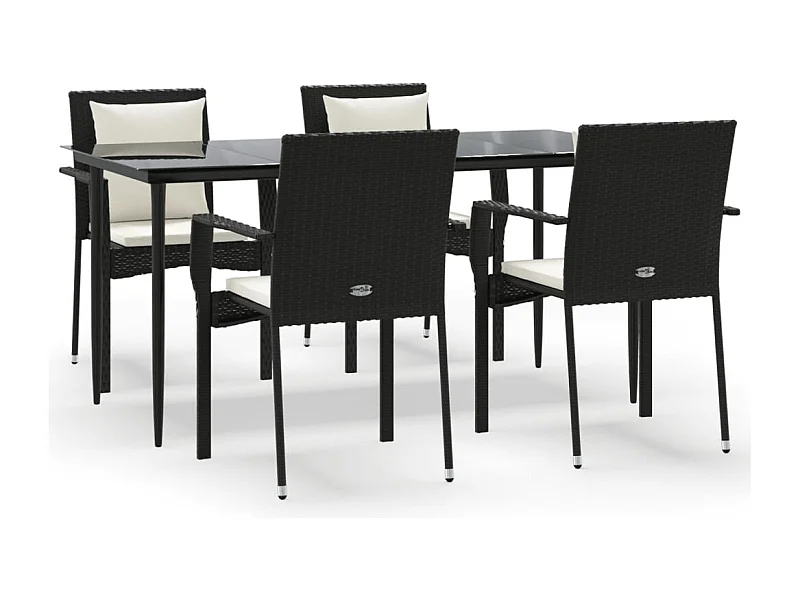 Chelan  Set de muebles jardín 5 pzas con cojines ratán sintético negro