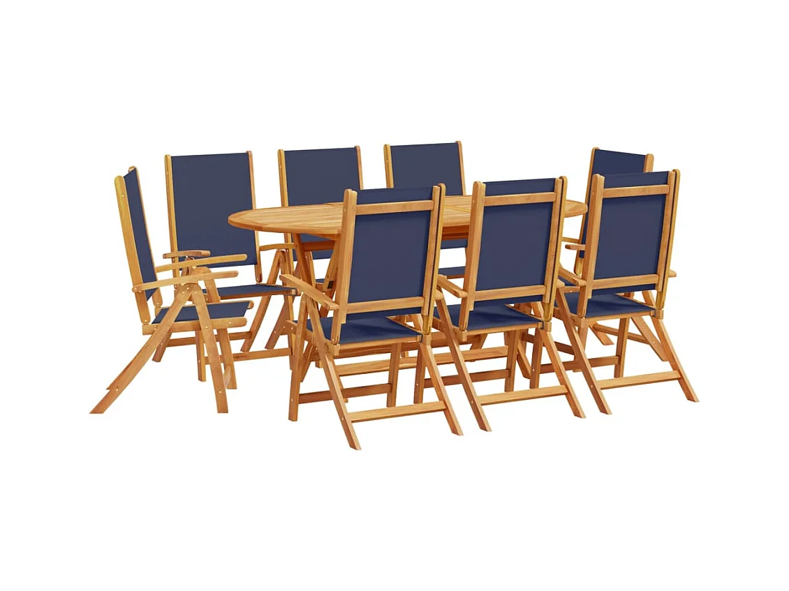 Fjorda  Juego comedor de jardín 9 pzas madera maciza acacia y textileno