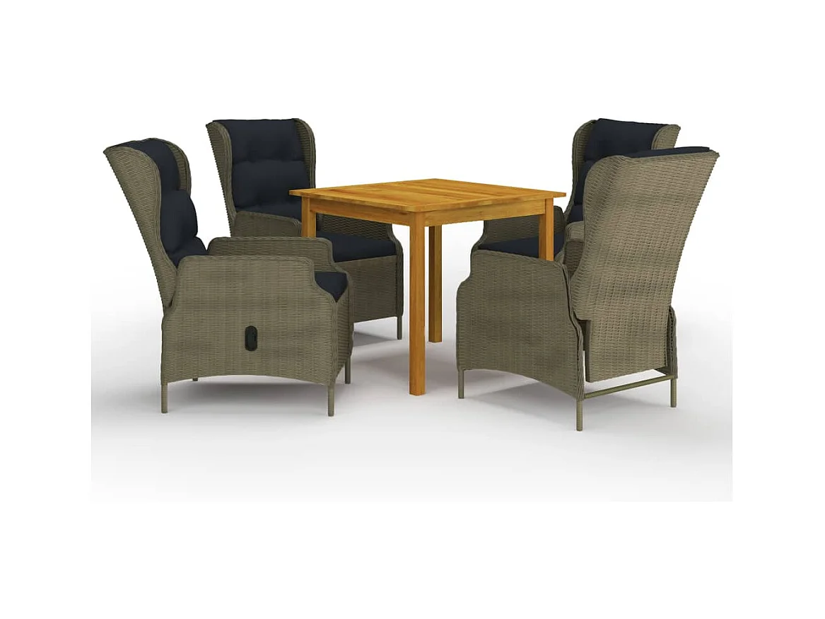 Sadullah  Ensemble à manger de jardin 5 pcs Marron