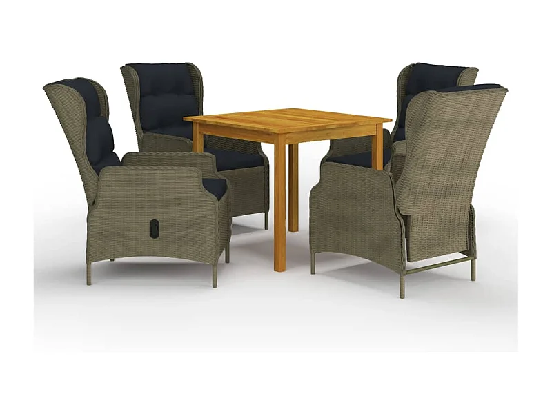 Sadullah  Ensemble à manger de jardin 5 pcs Marron