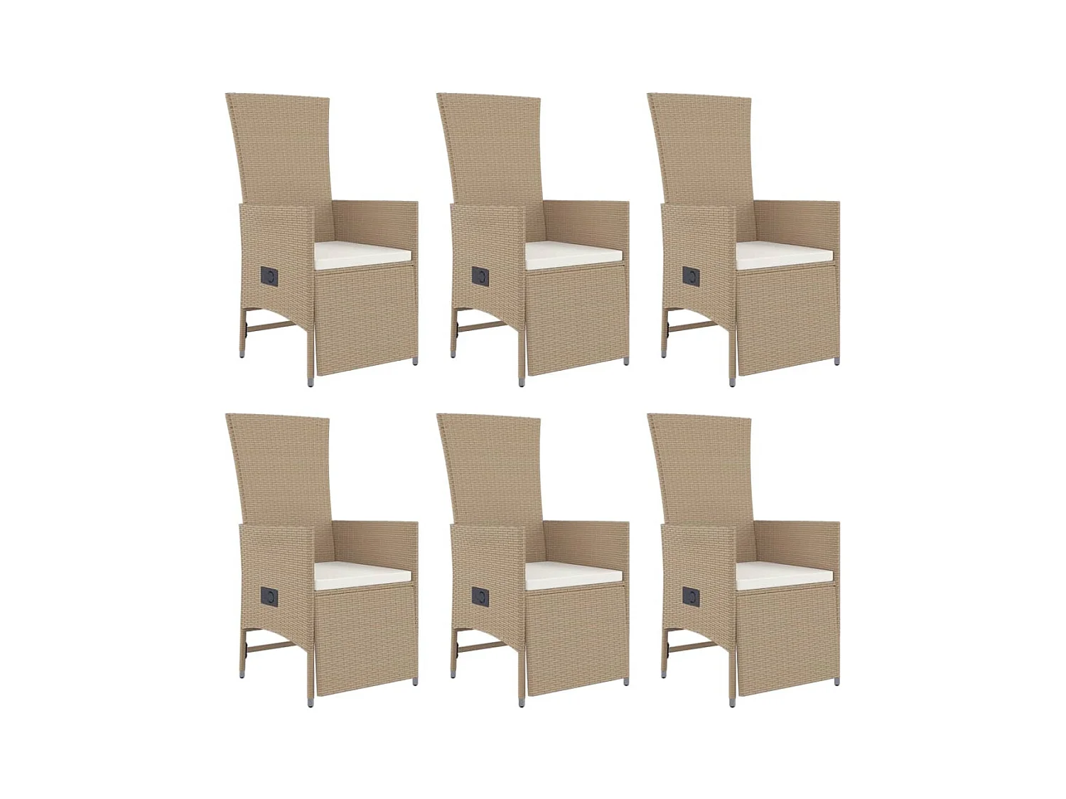 Olryn  Set comedor de jardín 7 pzas con cojines ratán sintético beige