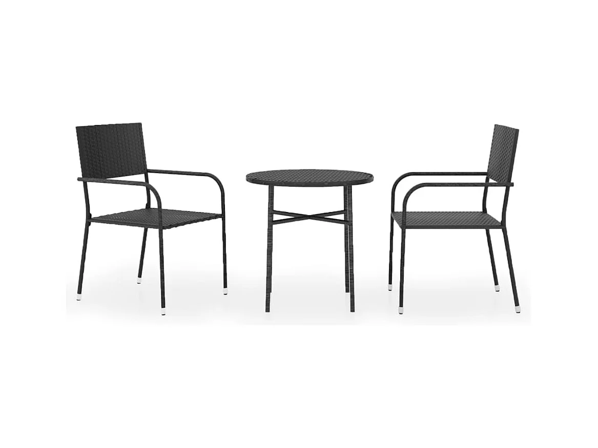 Lyndal  3-delige Tuinset poly rattan zwart