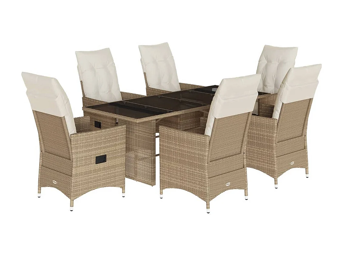 Garden Furniture -  7-delige Tuinset met kussens poly rattan beige