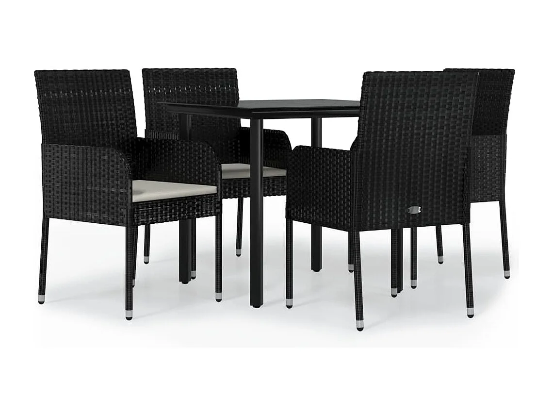 Zyldr  5-delige Tuinset met kussens poly rattan zwart