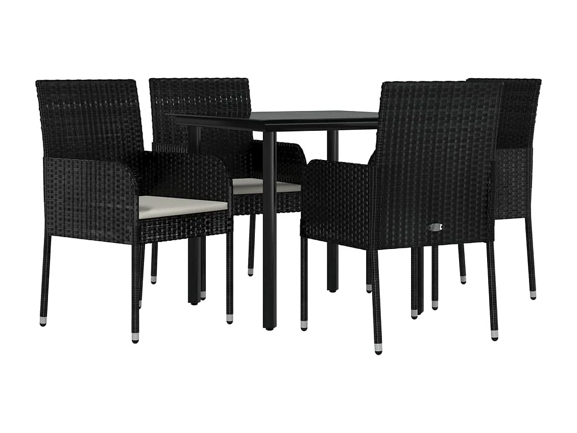 Zyldr  5-delige Tuinset met kussens poly rattan zwart