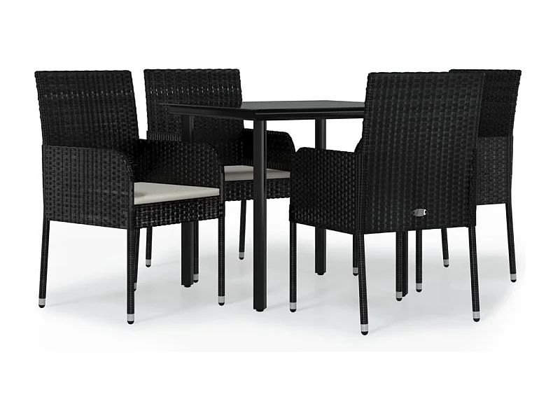 Zyldr  5-delige Tuinset met kussens poly rattan zwart