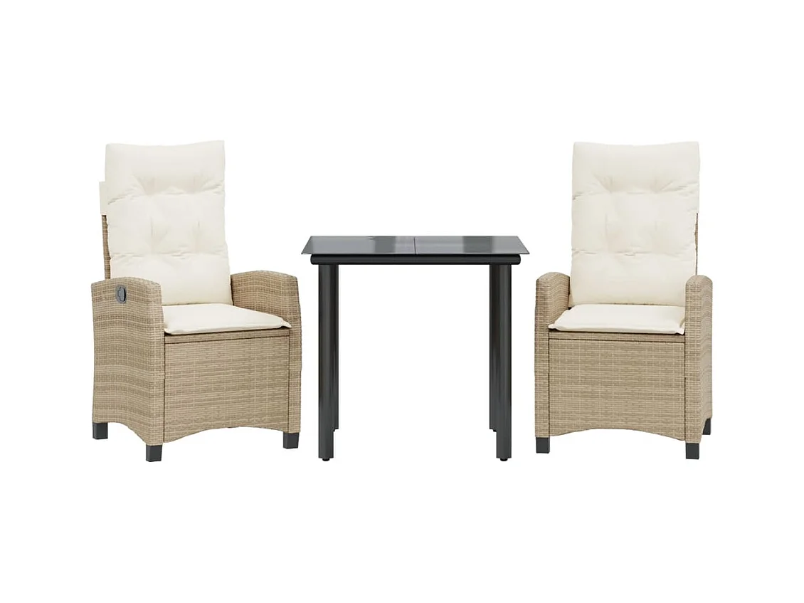 Danira  3-delige Tuinset met kussens poly rattan beige